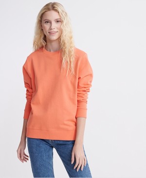 Superdry Organic Cotton Standard Label Loopback Női Pulóver MélyKorall | FKVJR1073